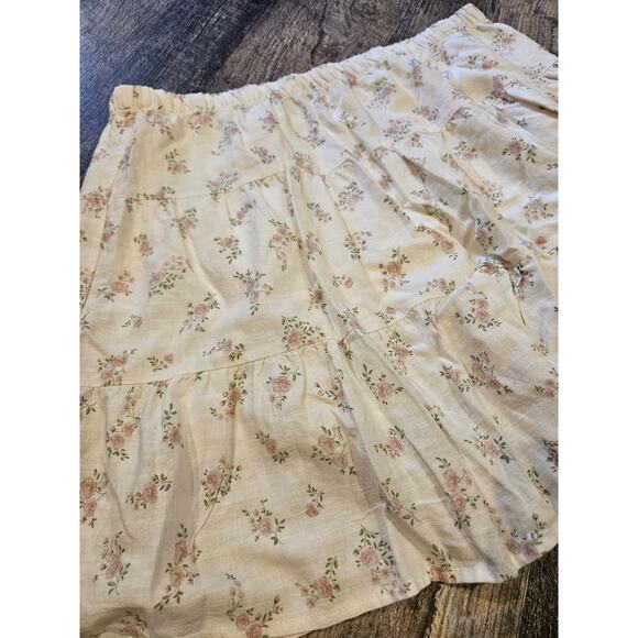 Sincerely jules cottage linen lined floral twirly skirt womens XL a line cream - Picture 2 of 7